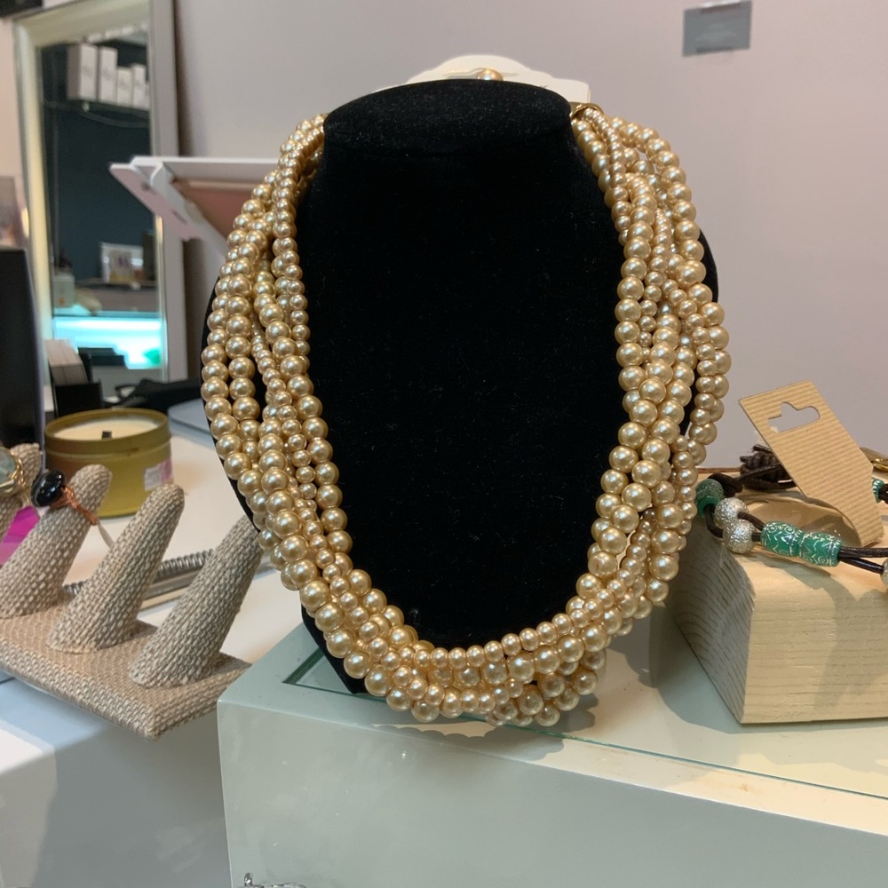 Pearl necklace and earrings